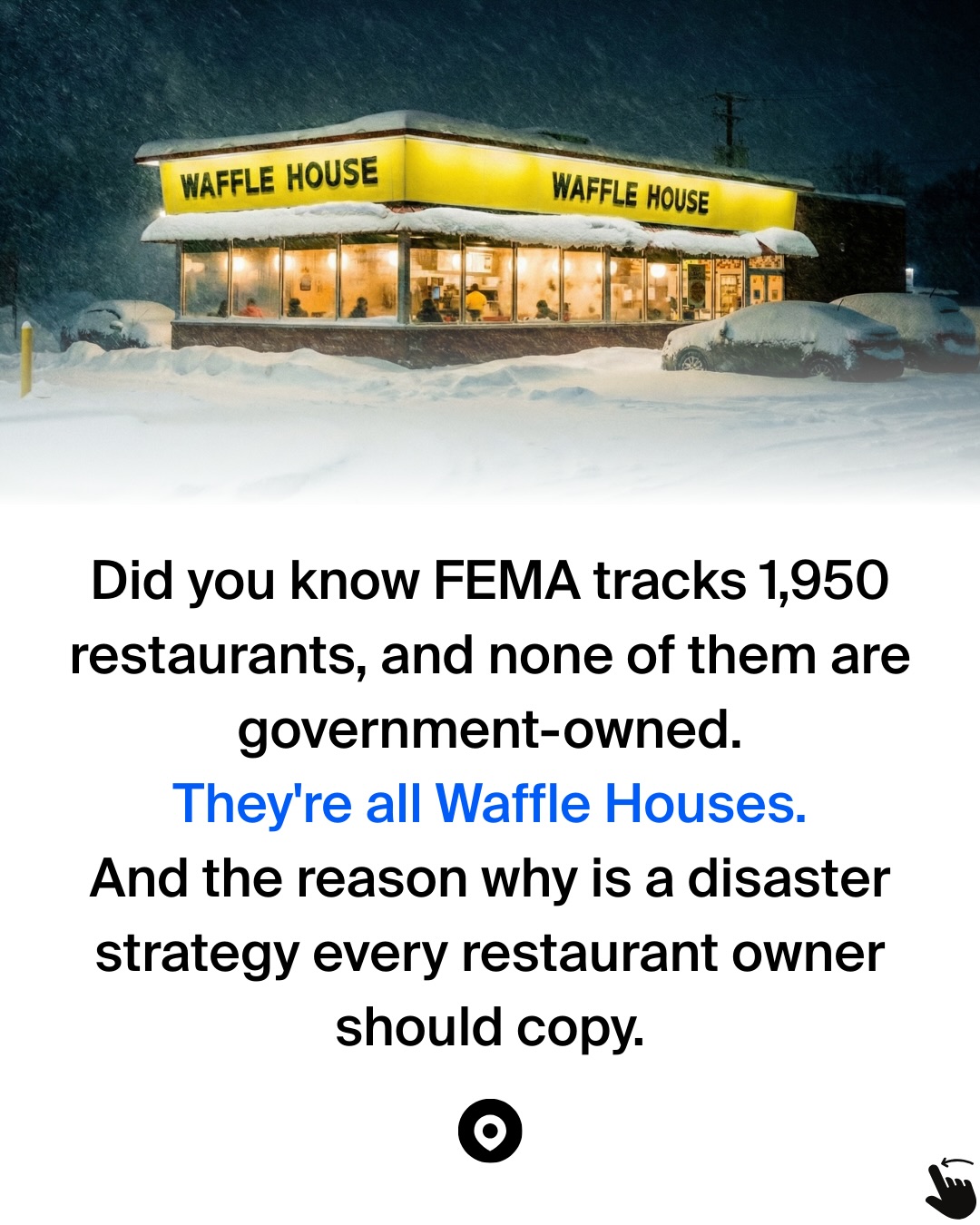 Waffle House: Built Storm Centers, Jump Teams. FEMA tracks all 1,950 locations.
